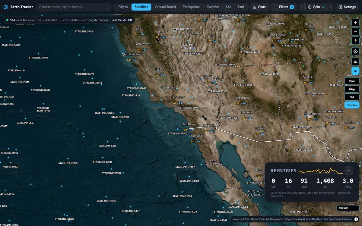 Earth Tracker running